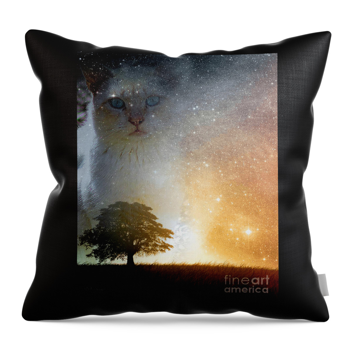 Cats Throw Pillow featuring the digital art Watcher by DB Hayes
