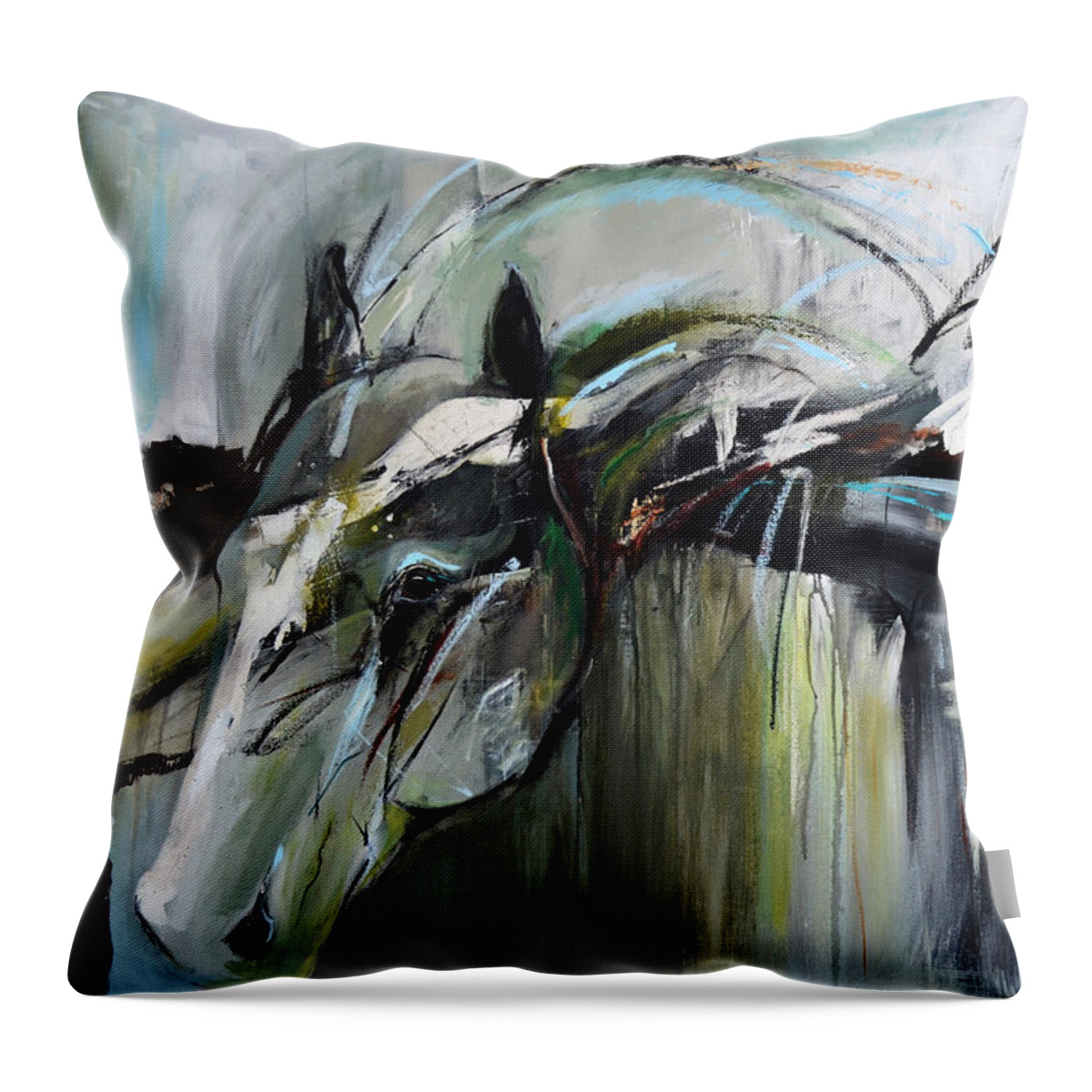 Horse Throw Pillow featuring the painting Watchful Gaze by Cher Devereaux