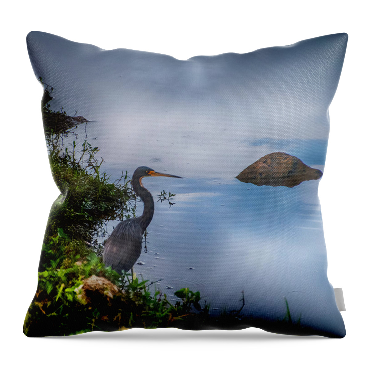Heron Throw Pillow featuring the photograph Watchful by Judy Hall-Folde