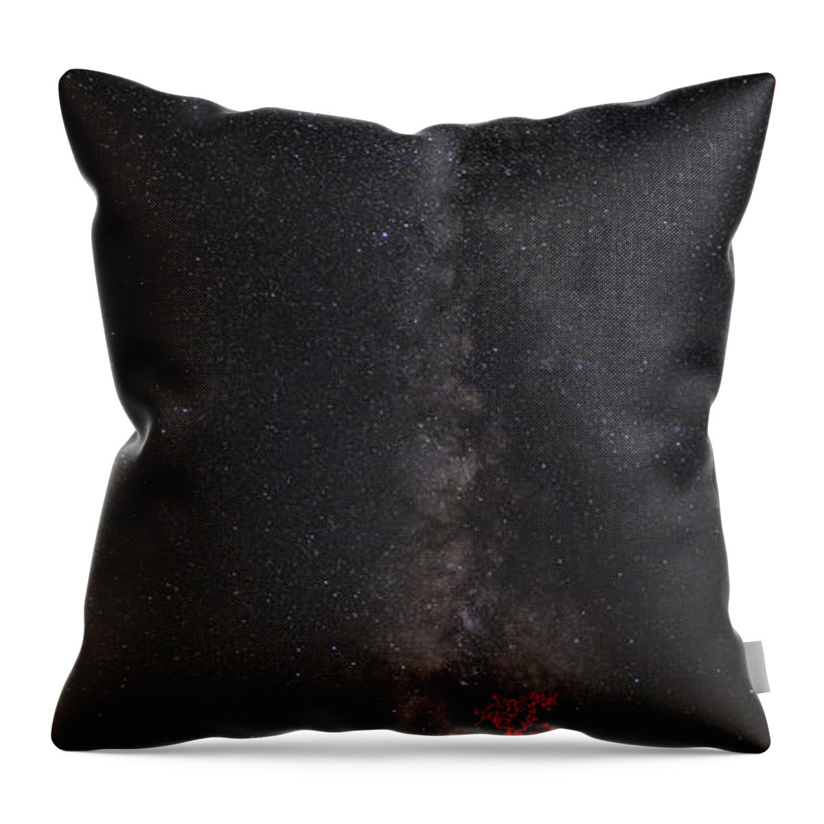 Enchanted Rock Throw Pillow featuring the photograph Watching in Awe as the Milky Way Rises Panorama - Enchanted Rock Fredericksburg Texas Hill Country by Silvio Ligutti