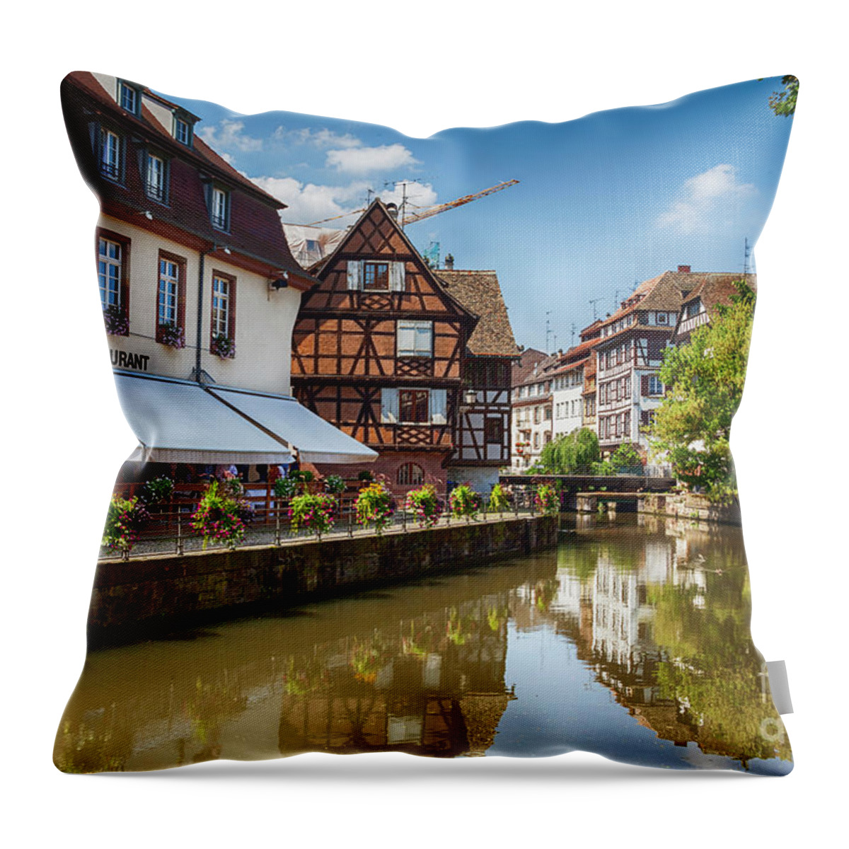 Strasbourg Throw Pillow featuring the photograph water canal in Strasbourg, France by Ariadna De Raadt