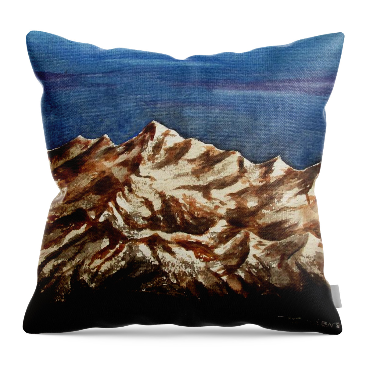 Art Throw Pillow featuring the painting Mountain -6 by Tamal Sen Sharma