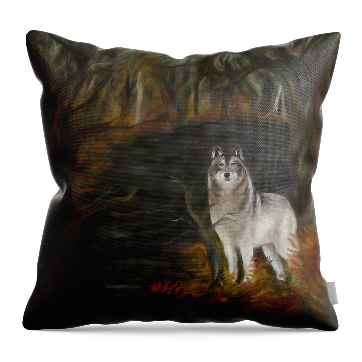 Autumn Throw Pillow featuring the painting Water Dark by FT McKinstry