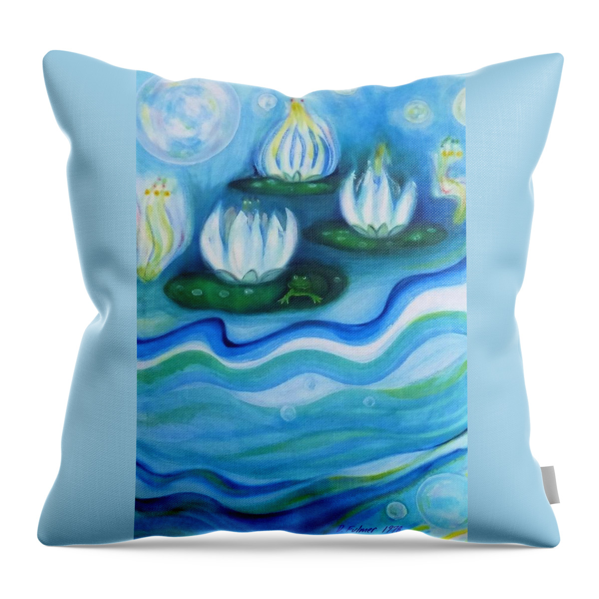 Water Throw Pillow featuring the painting Water Garden by Denise F Fulmer
