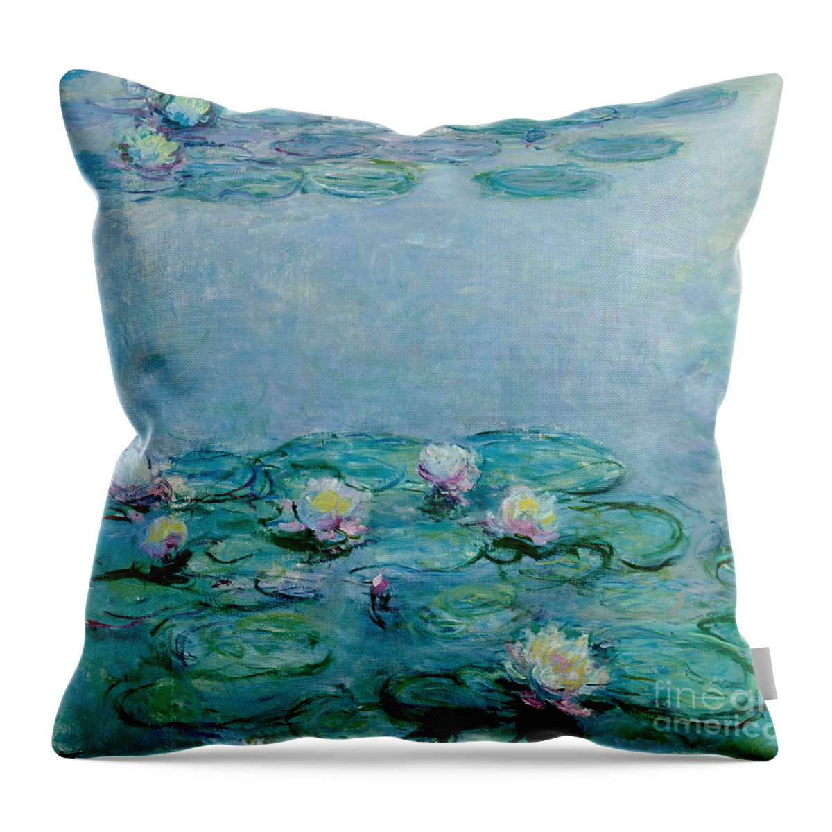 French Throw Pillow featuring the painting Water Lilies by Claude Monet