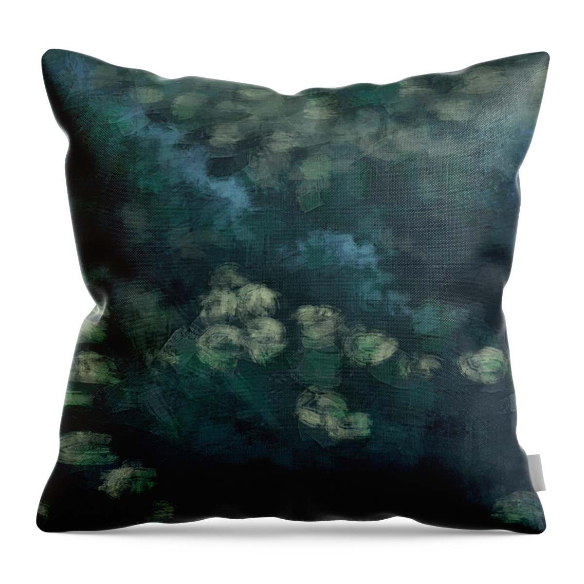  Waterlilies Waterlily Impresionism Expresionism Abstract Waterpound Lanscape Inerlanscape Personalfeelings �rstedsparken Copenhagen Throw Pillow featuring the digital art Water Lilies by M A Ibanez