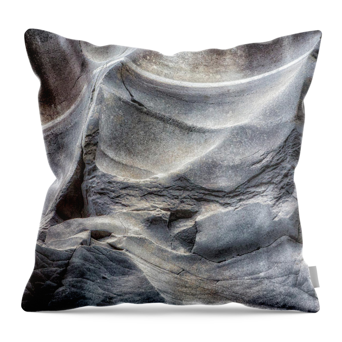 Black Magic Canyon Throw Pillow featuring the photograph Water Sculpting Rock Art by Kaylyn Franks by Kaylyn Franks