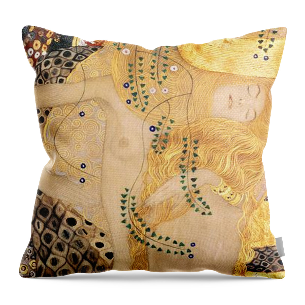 Gustav Klimt Throw Pillow featuring the painting Water Serpents I by Gustav klimt