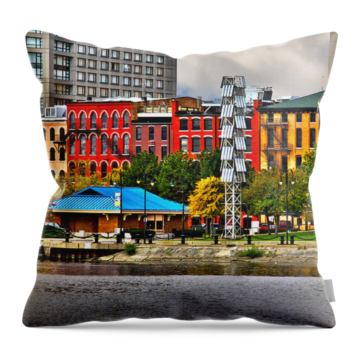 Water Street Throw Pillow featuring the photograph Water Street-Toledo Ohio by Jack Schultz