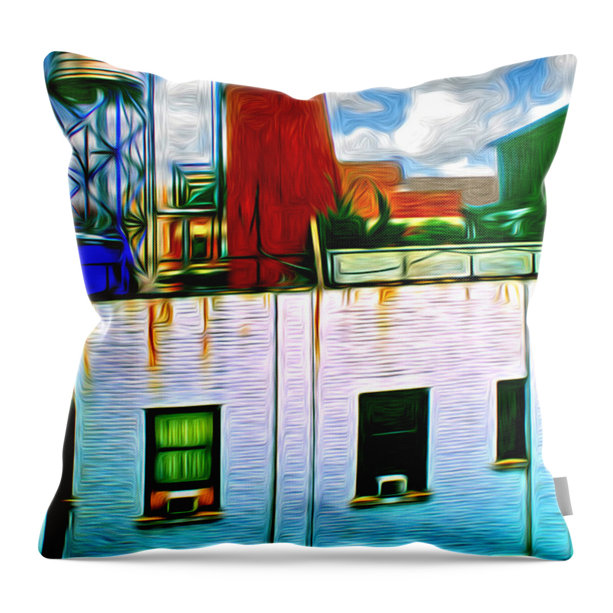 Water Tank Throw Pillow featuring the photograph Water Tank brooklyn NY Ver 3 by Larry Mulvehill