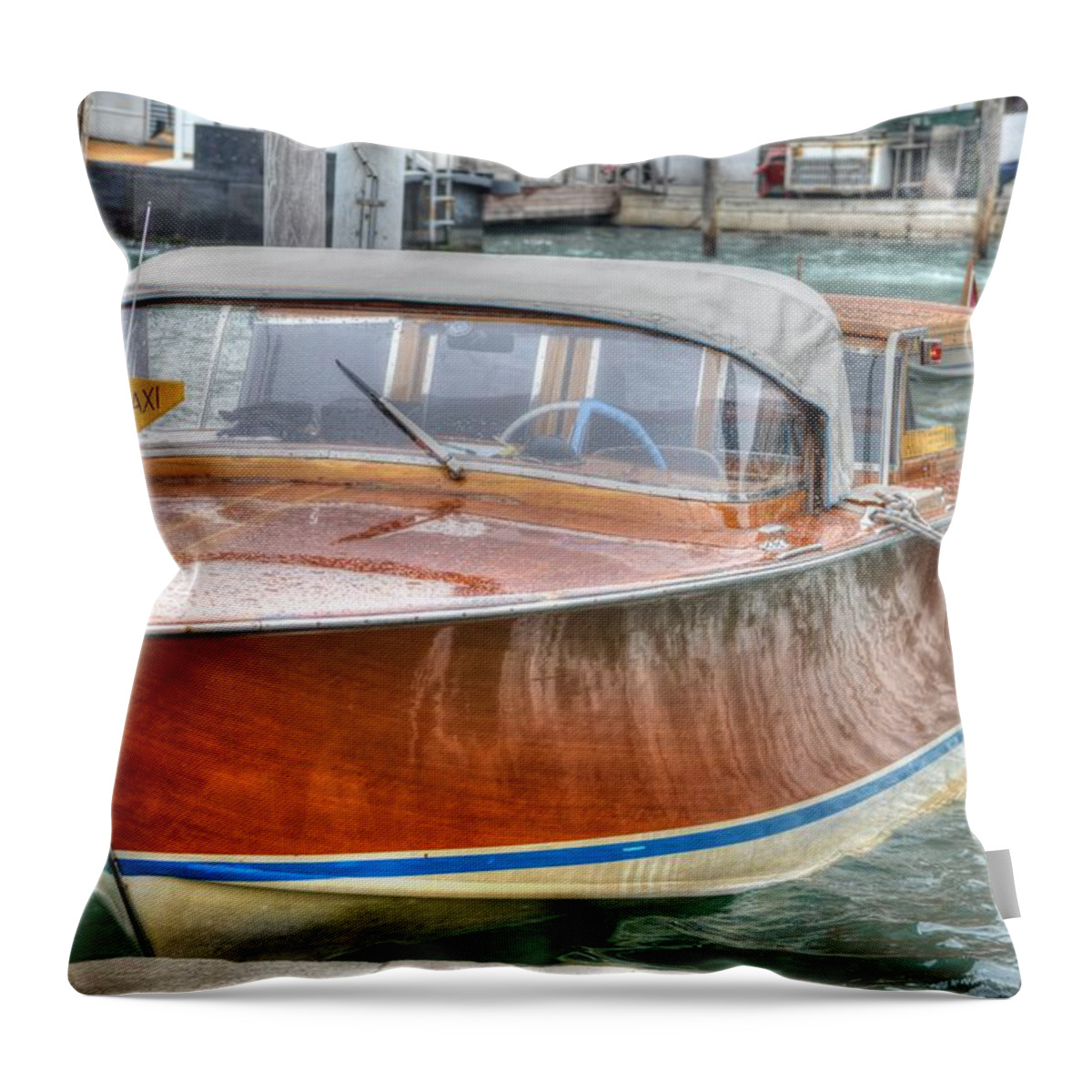 Venice Throw Pillow featuring the photograph Water Taxi Italy by Bill Hamilton