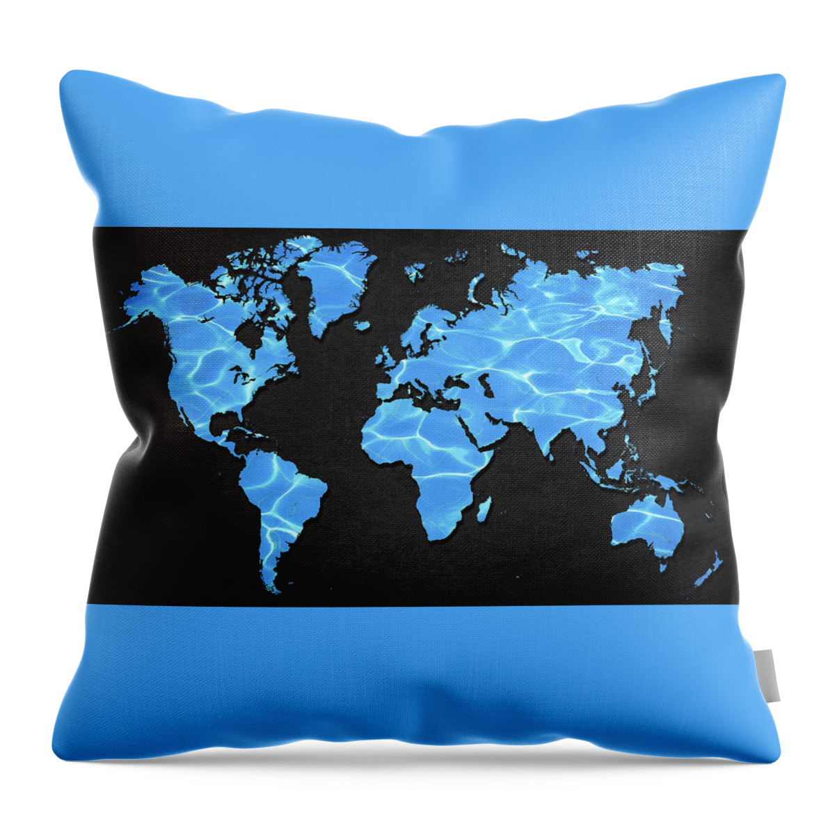 Map Throw Pillow featuring the digital art Water World by Douglas Pittman