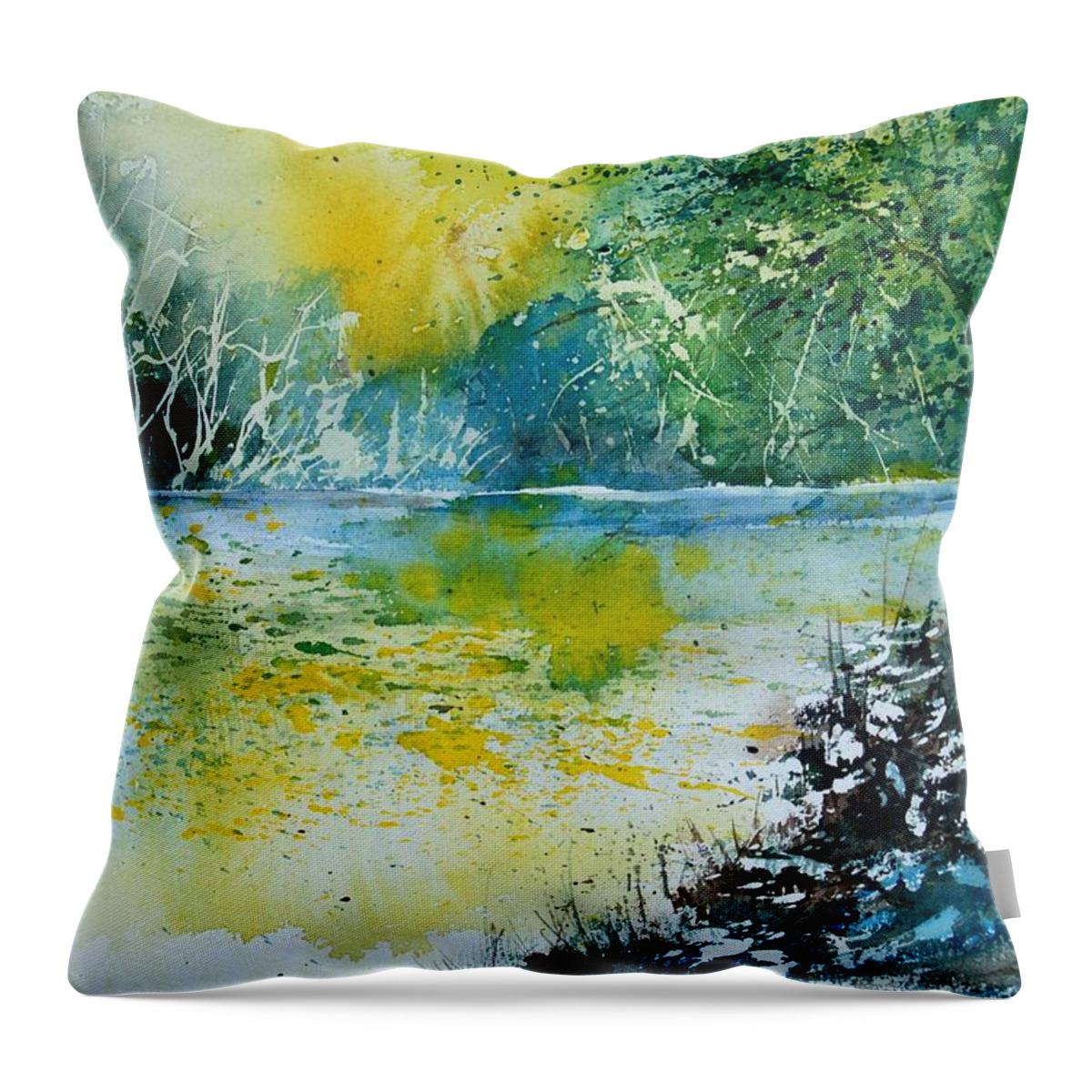 Pond Throw Pillow featuring the painting Watercolor 051108 by Pol Ledent