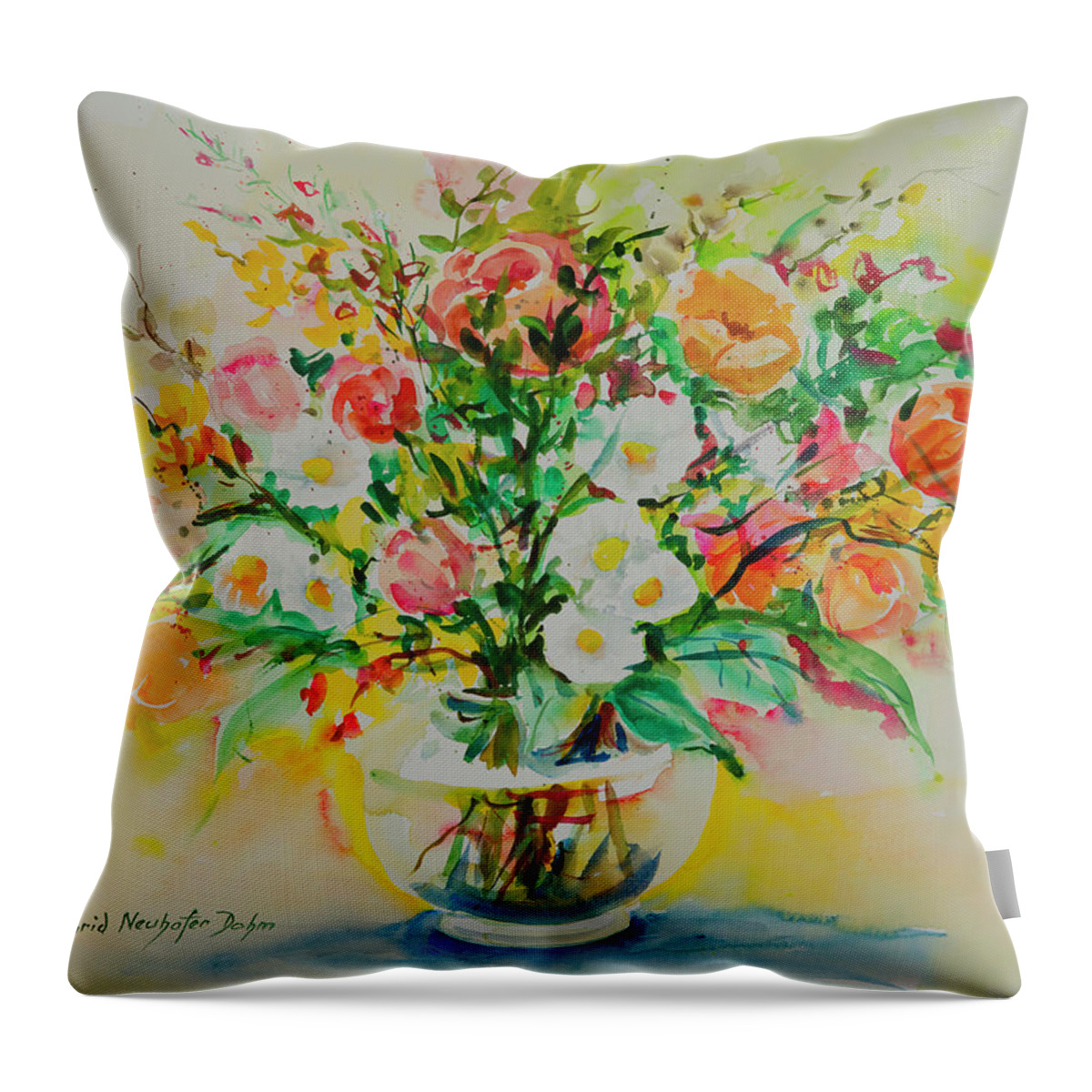 Flowers Throw Pillow featuring the painting Watercolor 190 by Ingrid Dohm