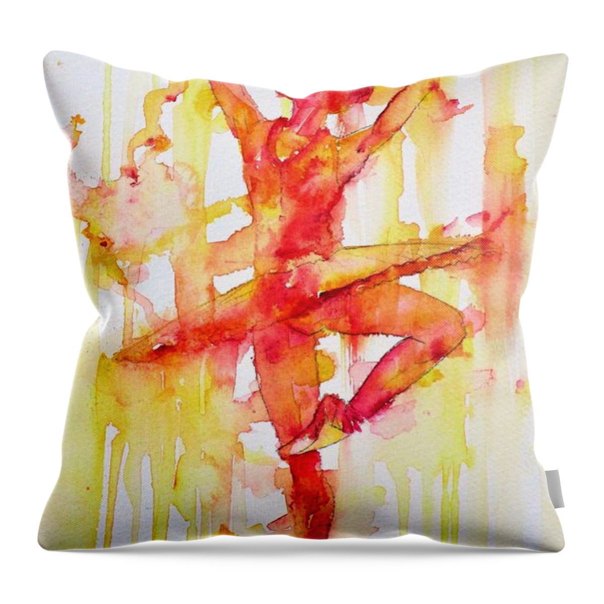 Ballerina Throw Pillow featuring the painting Watercolor Ballerina.3 by Fabrizio Cassetta