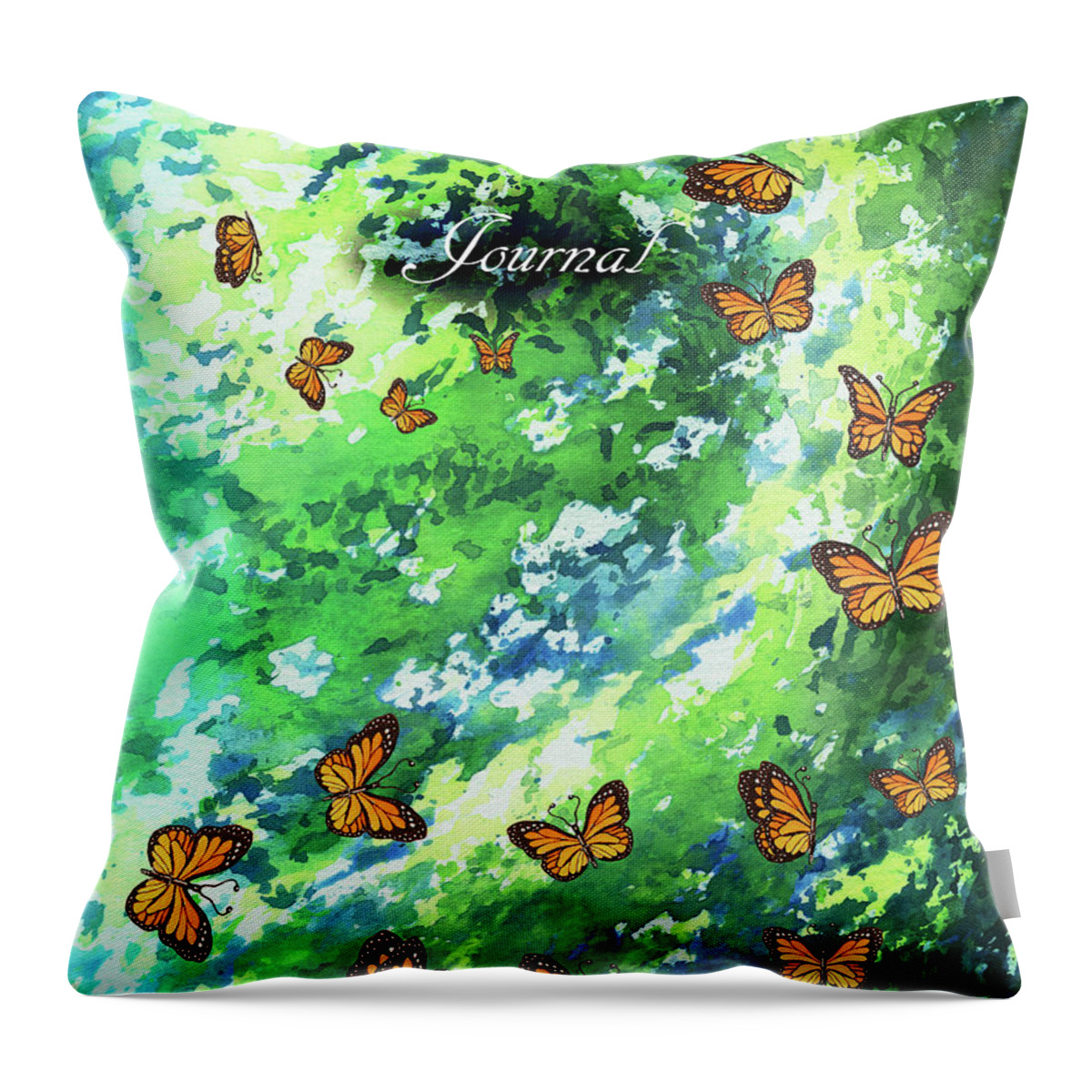 Watercolor Throw Pillow featuring the mixed media Watercolor Butterflies Spiral Notebook Journal Diary by Irina Sztukowski by Irina Sztukowski