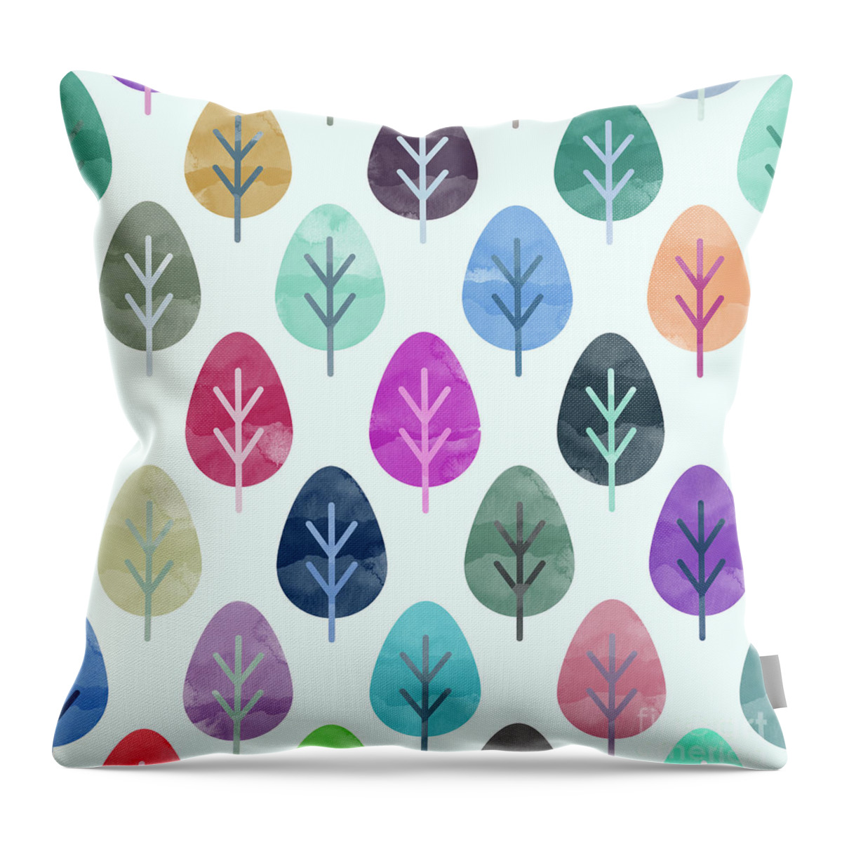 Watercolor Throw Pillow featuring the digital art Watercolor forest pattern by Amir Faysal