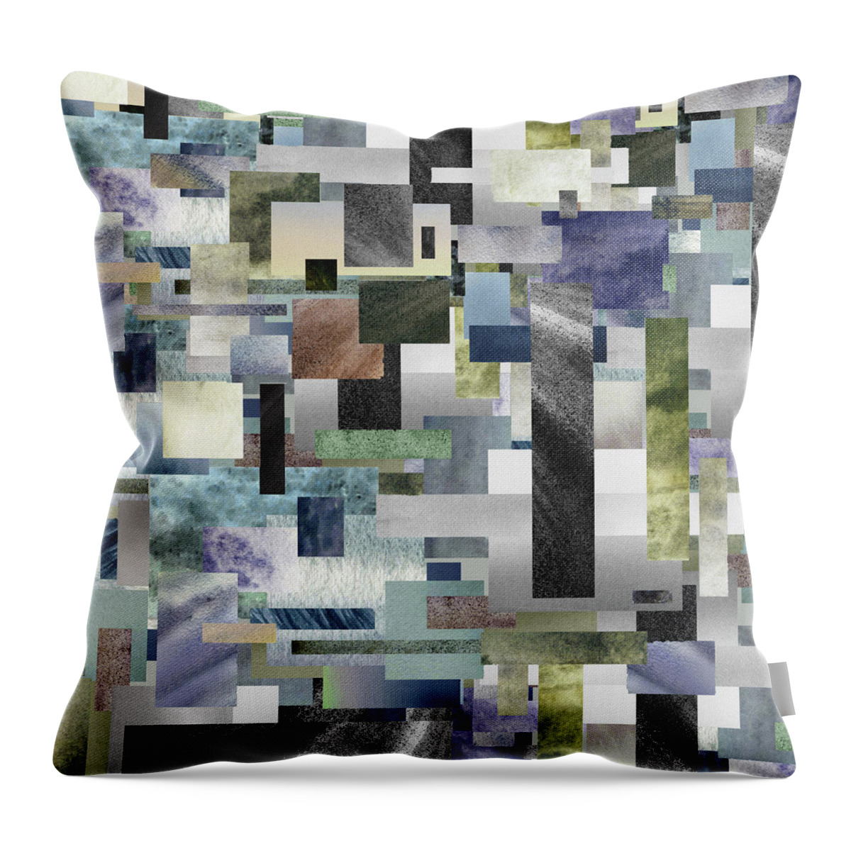 Gray Throw Pillow featuring the painting Watercolor Geometry Abstract Decor I by Irina Sztukowski