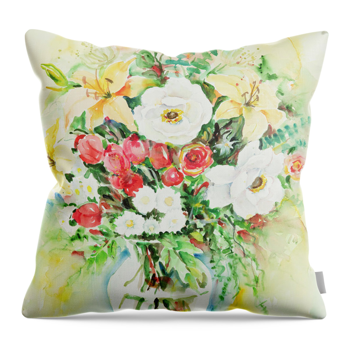 Flowers Throw Pillow featuring the painting Watercolor Series 113 by Ingrid Dohm