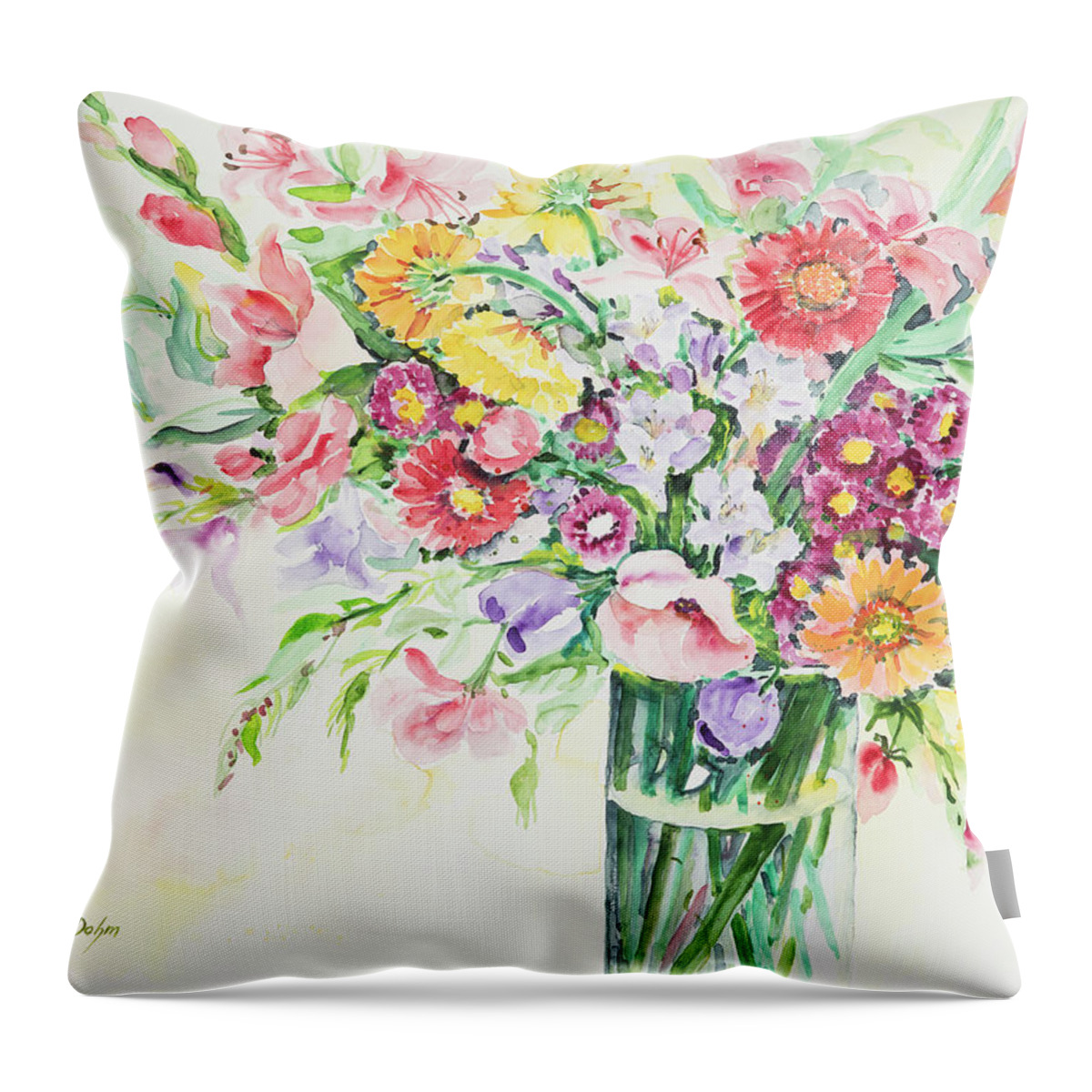 Flowers Throw Pillow featuring the painting Watercolor Series 162 by Ingrid Dohm