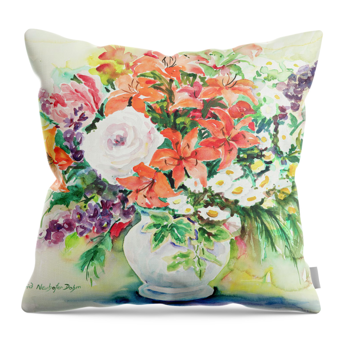 Flowers Throw Pillow featuring the painting Watercolor Series 165 by Ingrid Dohm