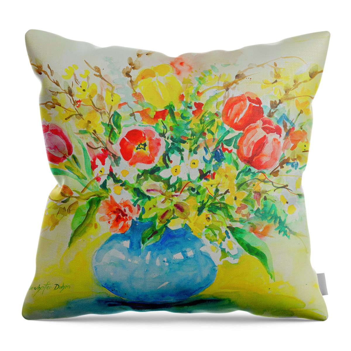 Flowers Throw Pillow featuring the painting Watercolor Series 179 by Ingrid Dohm