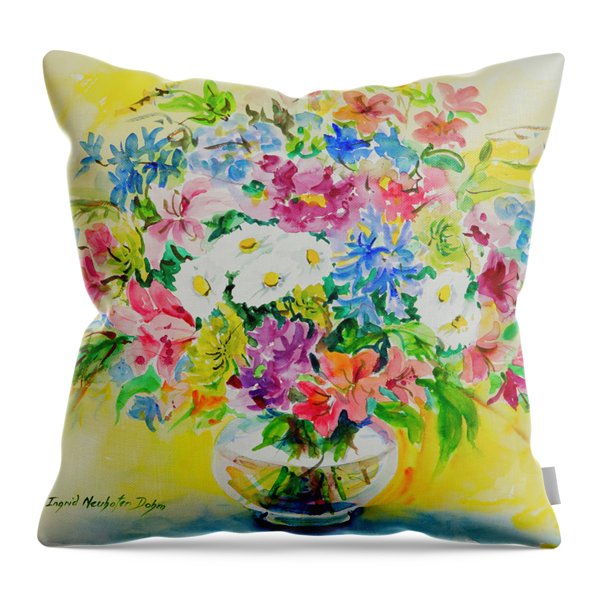 Flowers Throw Pillow featuring the painting Watercolor Series 188 by Ingrid Dohm
