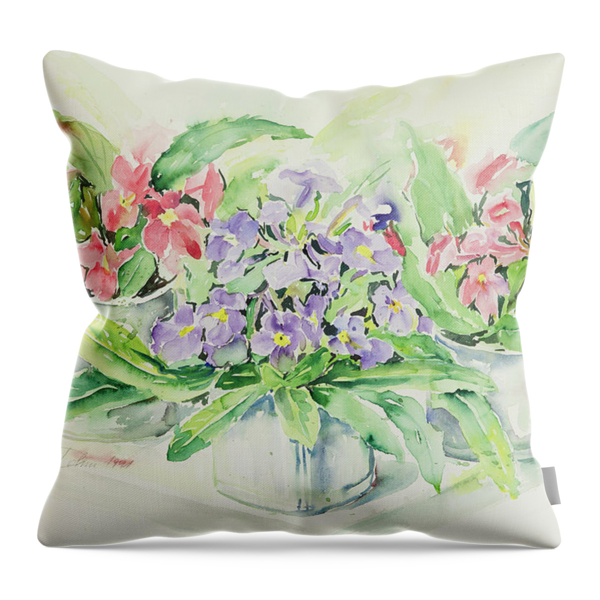 Flowers Throw Pillow featuring the painting Watercolor Series 197 by Ingrid Dohm