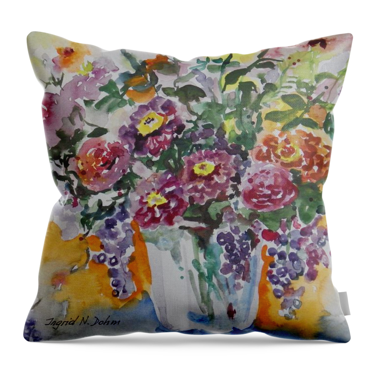 Flowers Throw Pillow featuring the painting Watercolor Series 206 by Ingrid Dohm