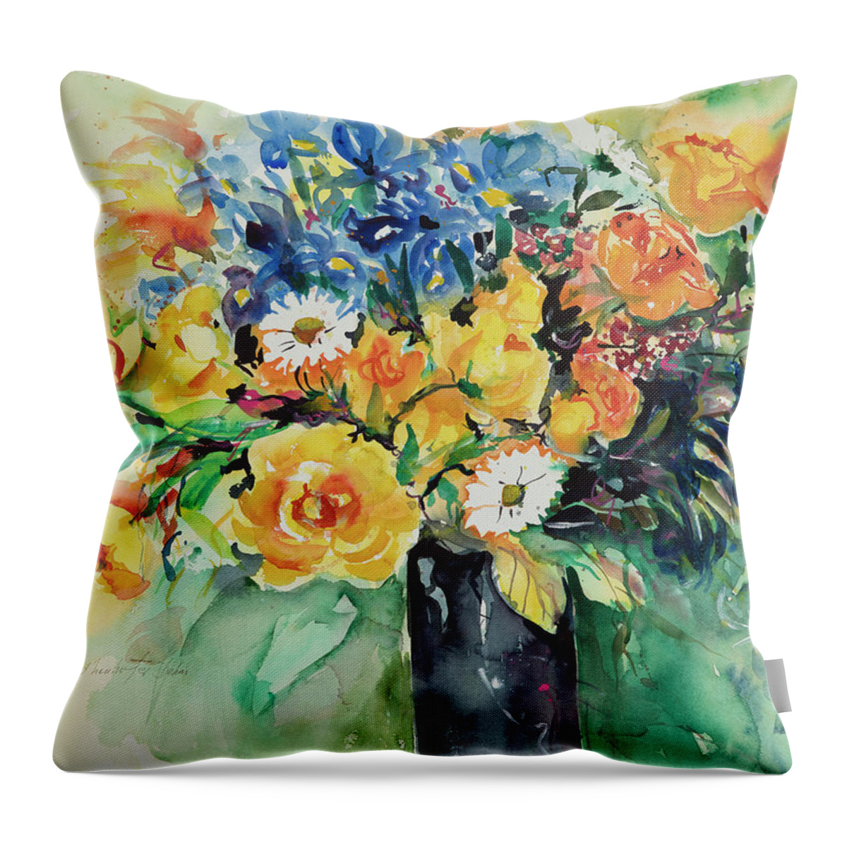 Floral Throw Pillow featuring the painting Watercolor Series 34 by Ingrid Dohm