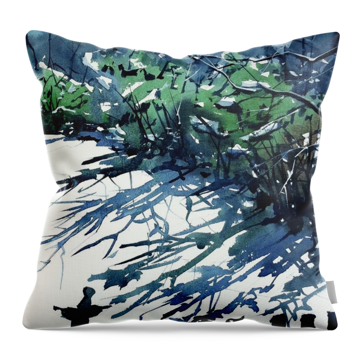  Throw Pillow featuring the painting Watercolor4597 by Ugljesa Janjic