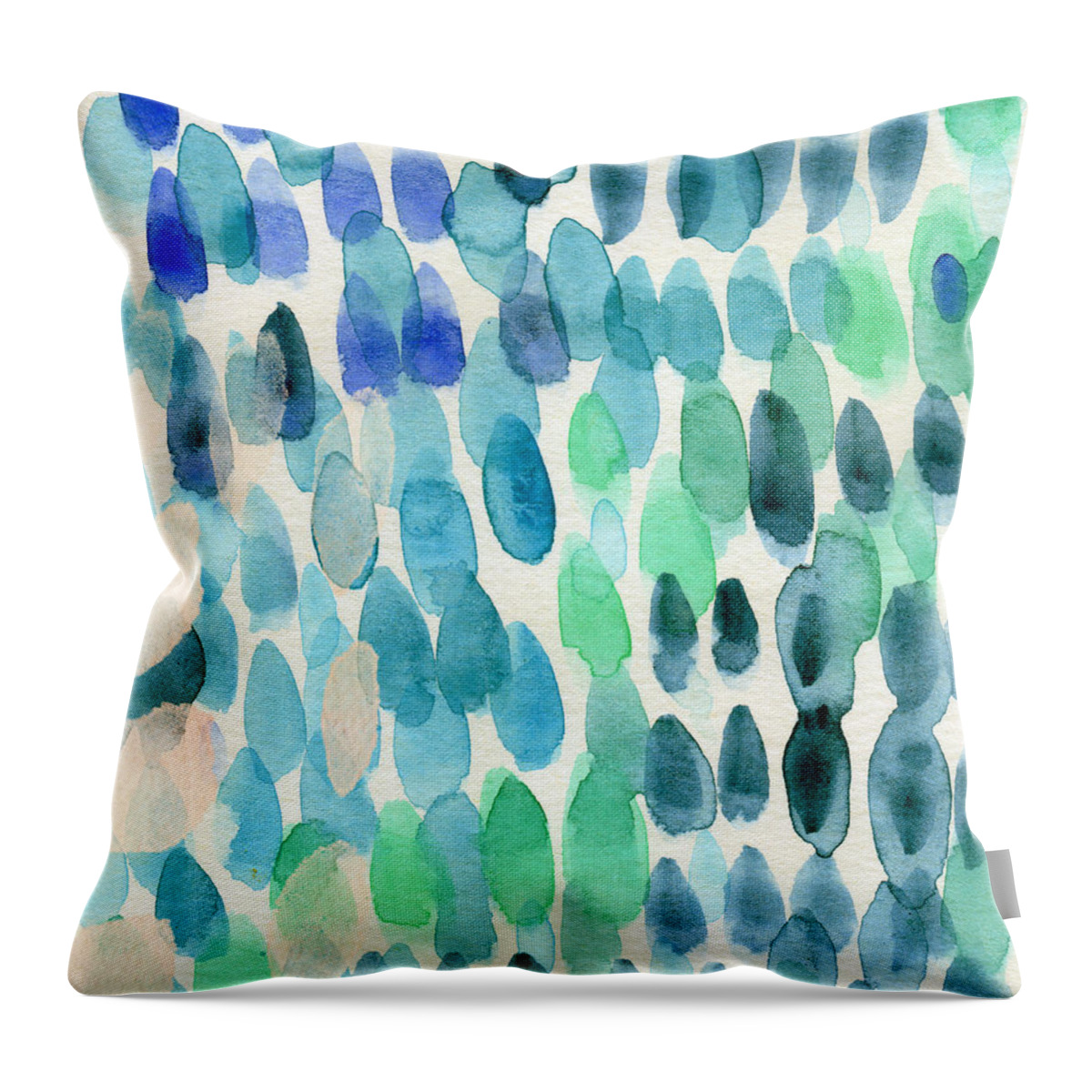 Water Throw Pillow featuring the painting Waterfall 2- Abstract Art by Linda Woods by Linda Woods