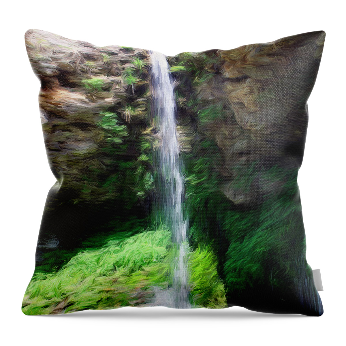 Water Throw Pillow featuring the painting Waterfall 2 by Jeffrey Kolker