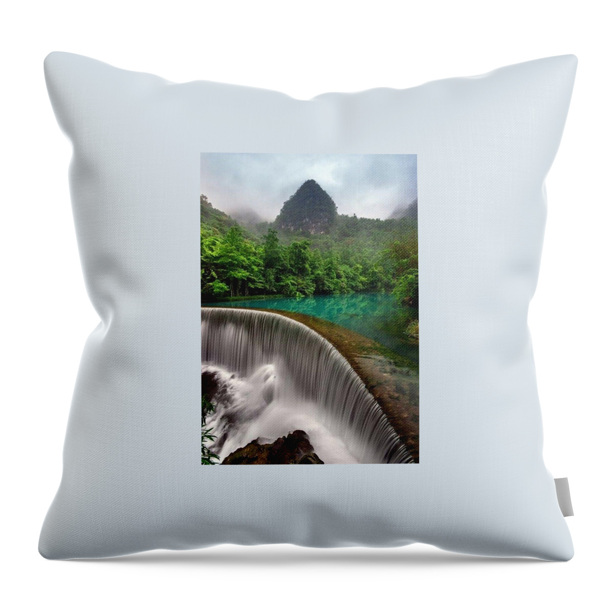 Amazing Waterfall Throw Pillow featuring the photograph Waterfall by Andy Bucaille