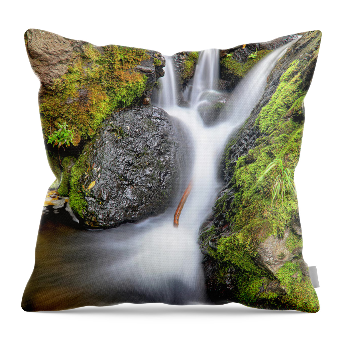 Waterfall Throw Pillow featuring the photograph Waterfall atop Wolf Creek Pass - Colorado - Nature by Jason Politte