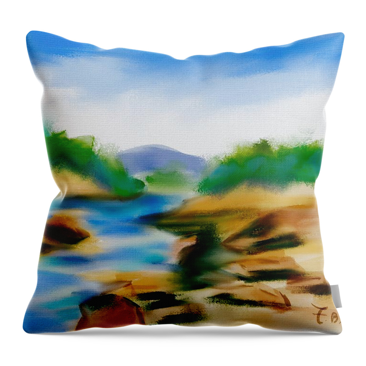 Ipad Art Throw Pillow featuring the digital art Waterfall In Keene NY by Frank Bright