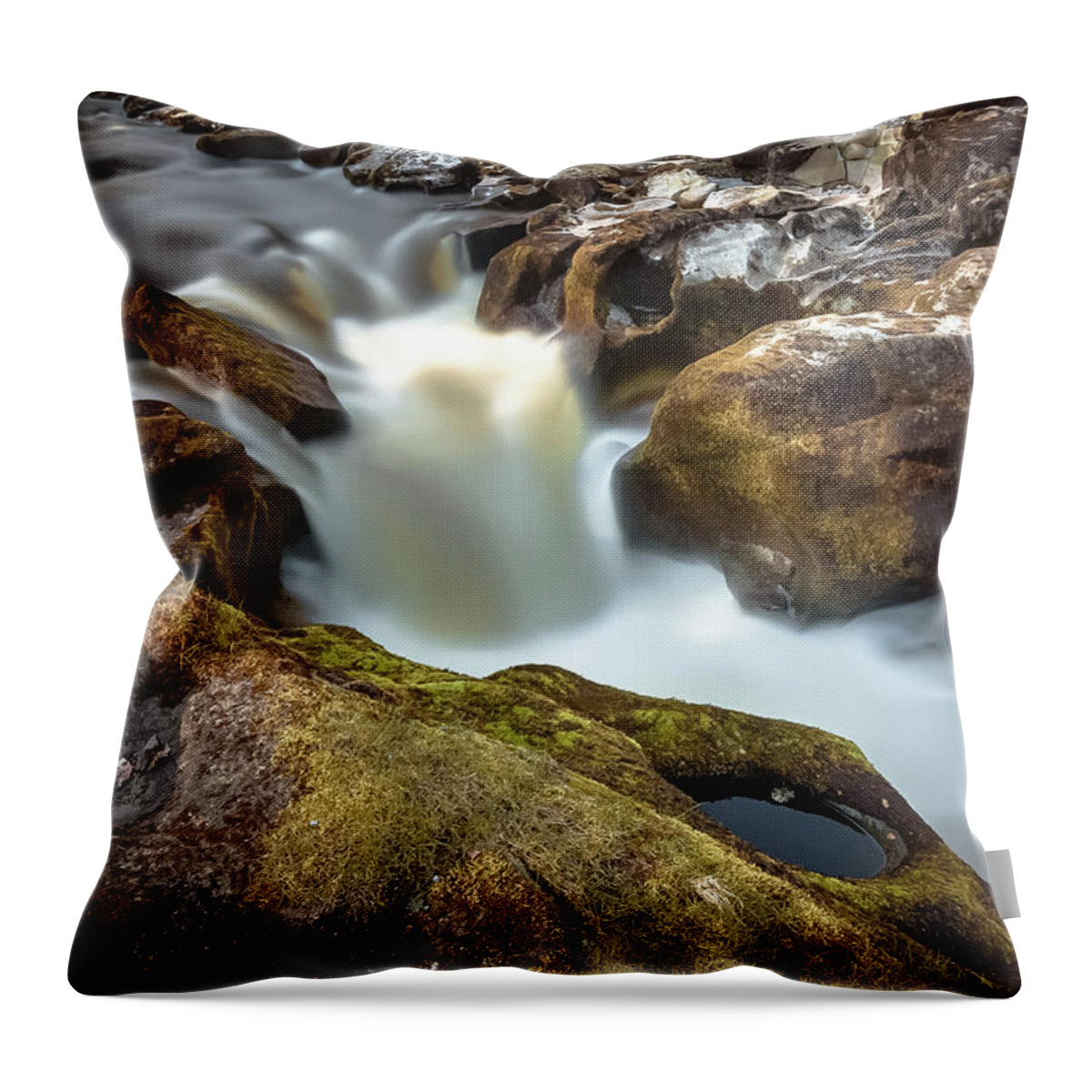 Bolton Abbey Throw Pillow featuring the photograph Waterfall on the River Wharfe by Mariusz Talarek