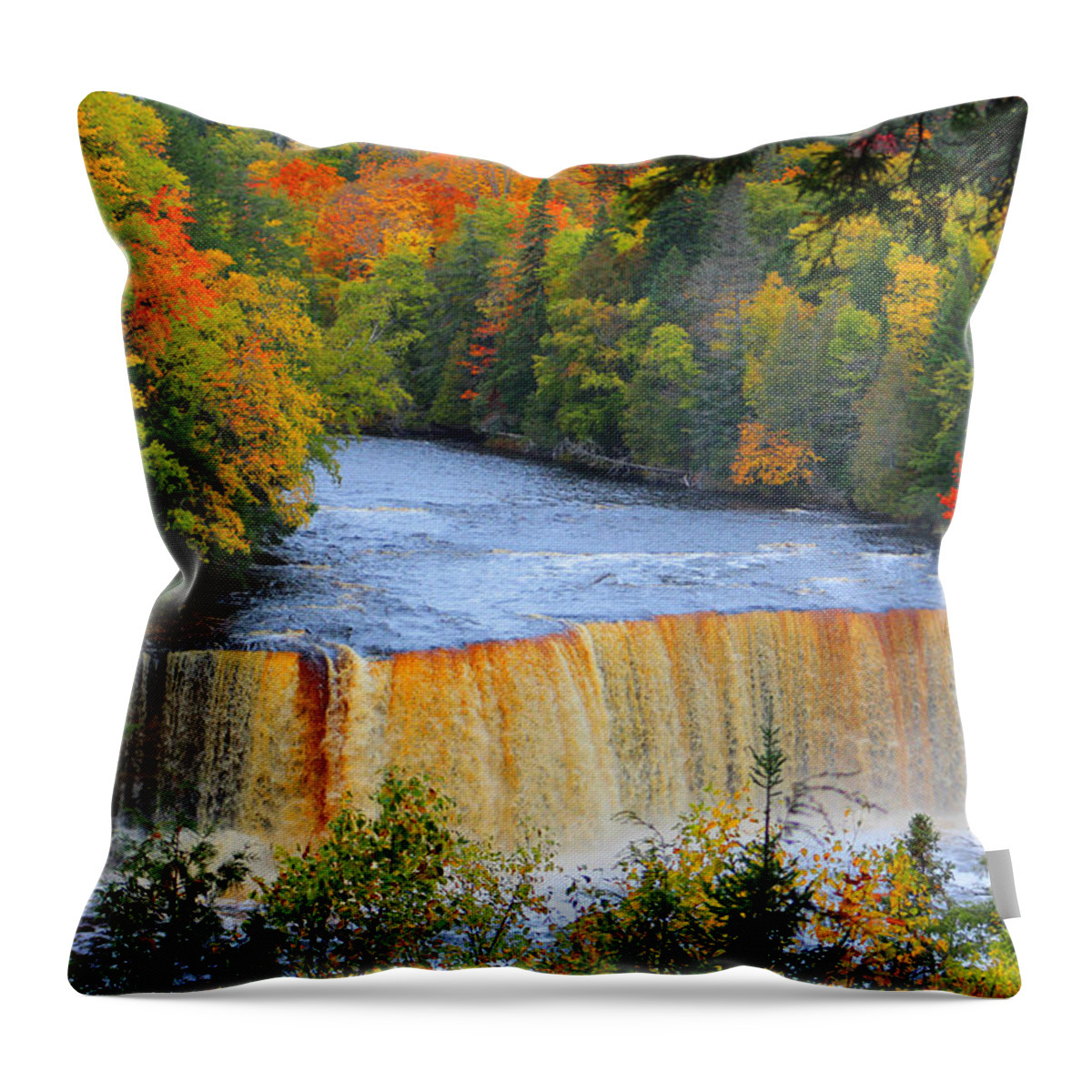 Tahquamenon Falls Throw Pillow featuring the photograph Waterfalls of Michigan by Michael Rucker