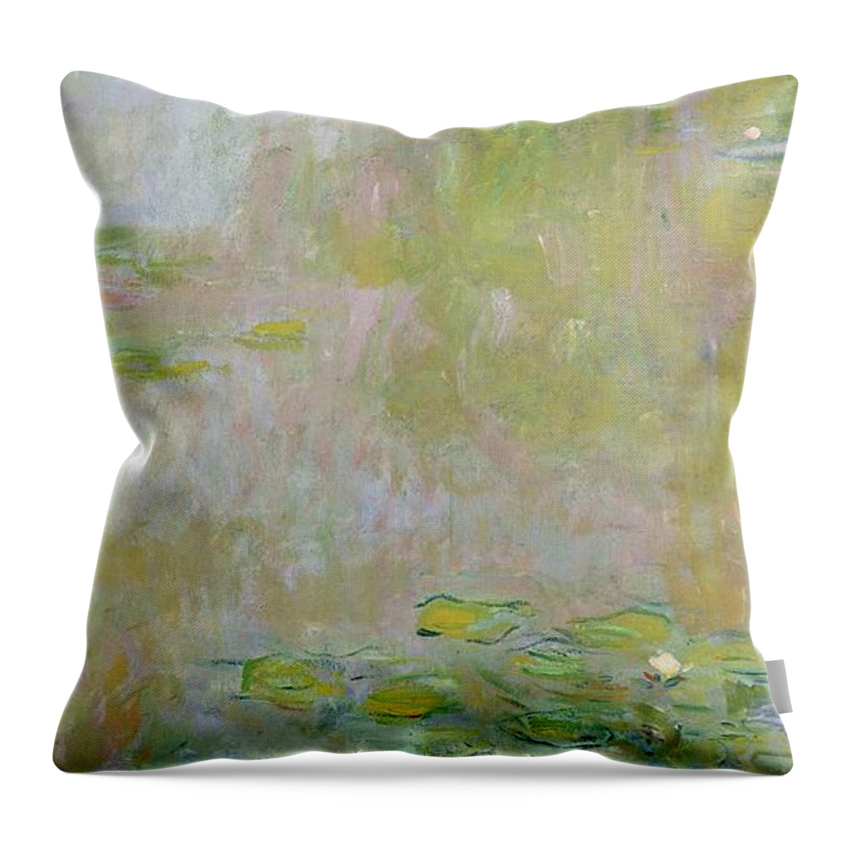 Waterlilies At Giverny Throw Pillow featuring the painting Waterlilies at Giverny by Claude Monet