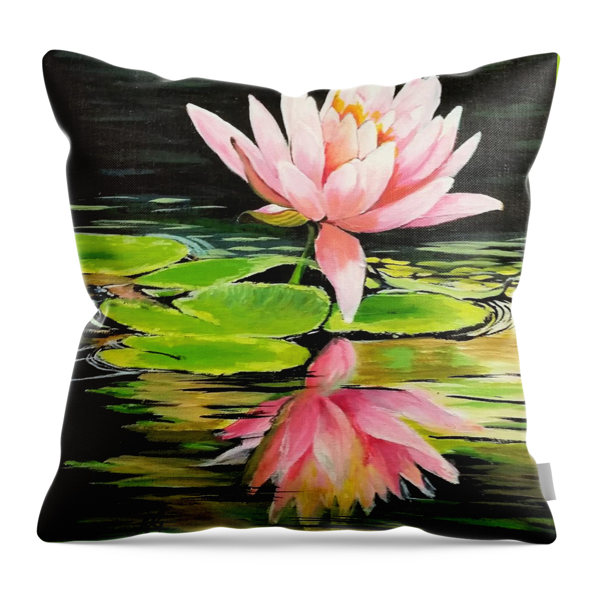 Waterlily Throw Pillow featuring the painting Waterlily by Anne Gardner