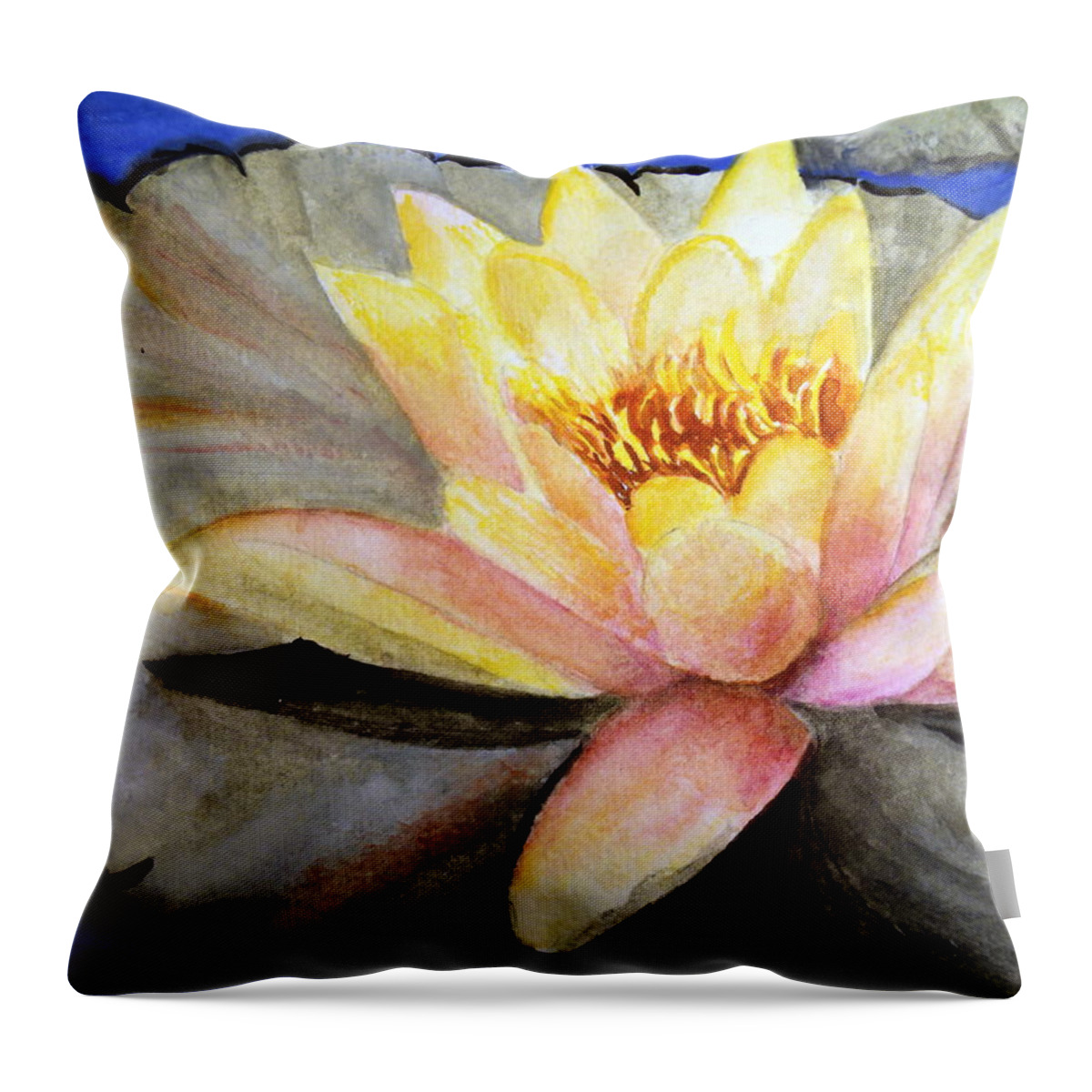 Waterlily. Flower. Water Garden Throw Pillow featuring the painting Waterlily by Carol Grimes