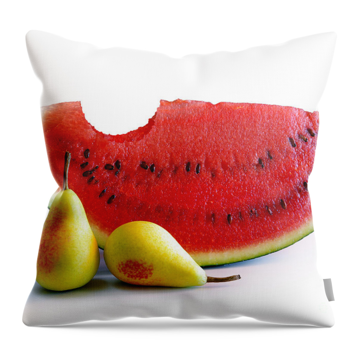 Arrangement Throw Pillow featuring the photograph Watermelon and Pears by Carlos Caetano