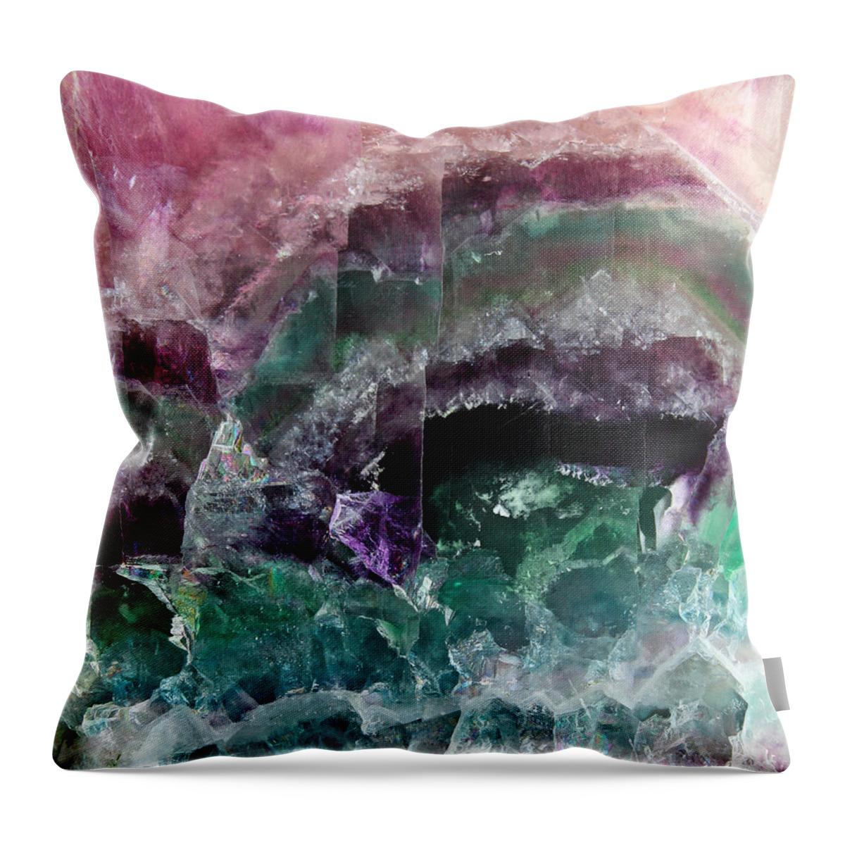 Pink & Green Watermelon Tourmaline Crystal Rock Slab Throw Pillow featuring the photograph Watermelon Crystal by The Quarry