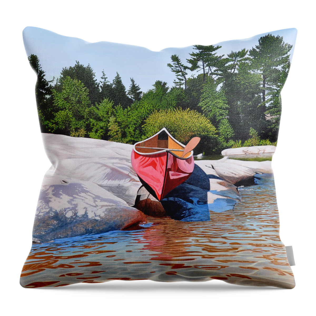 Georgian Bay Throw Pillow featuring the painting Waters Edge by Kenneth M Kirsch
