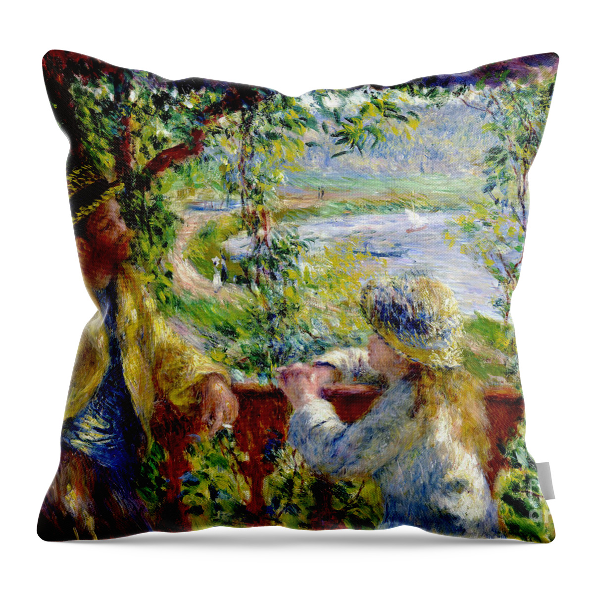 Waterside 1880 Throw Pillow featuring the painting Waterside 1880 by Padre Art