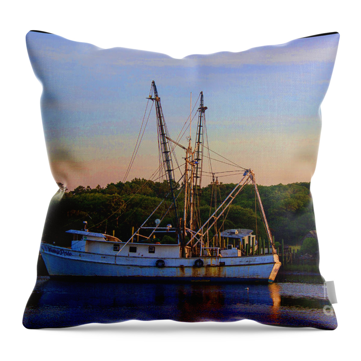 Shrimper Throw Pillow featuring the photograph Old Shrimper by Roberta Byram