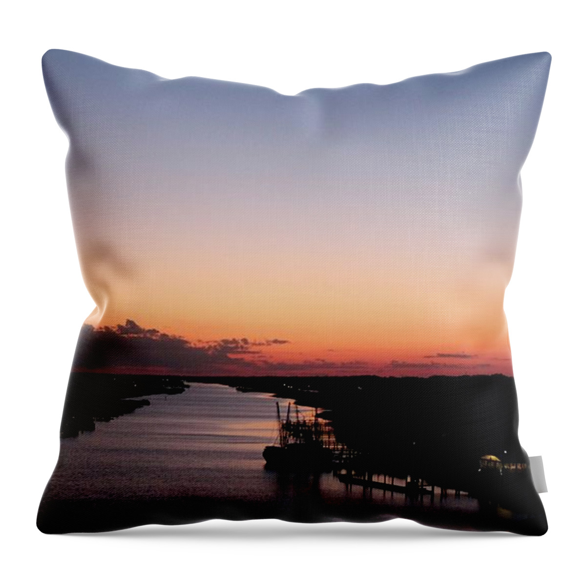 Holden Beach Throw Pillow featuring the photograph Waterway Sunset #1 by Cynthia Guinn