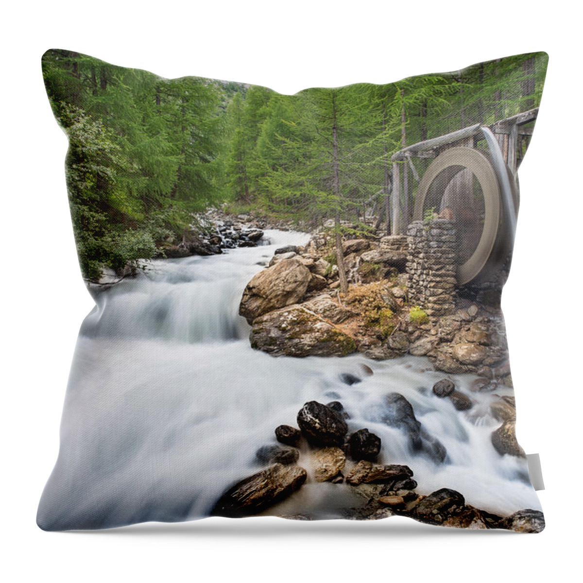 Waterwheel Throw Pillow featuring the photograph Waterwheel by James Billings