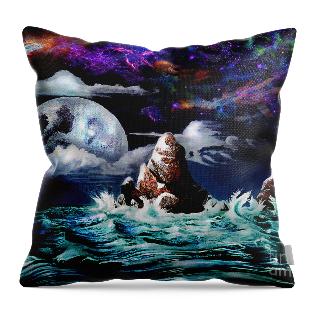 Acrylic Painting Throw Pillow featuring the painting Waterworld by David Neace
