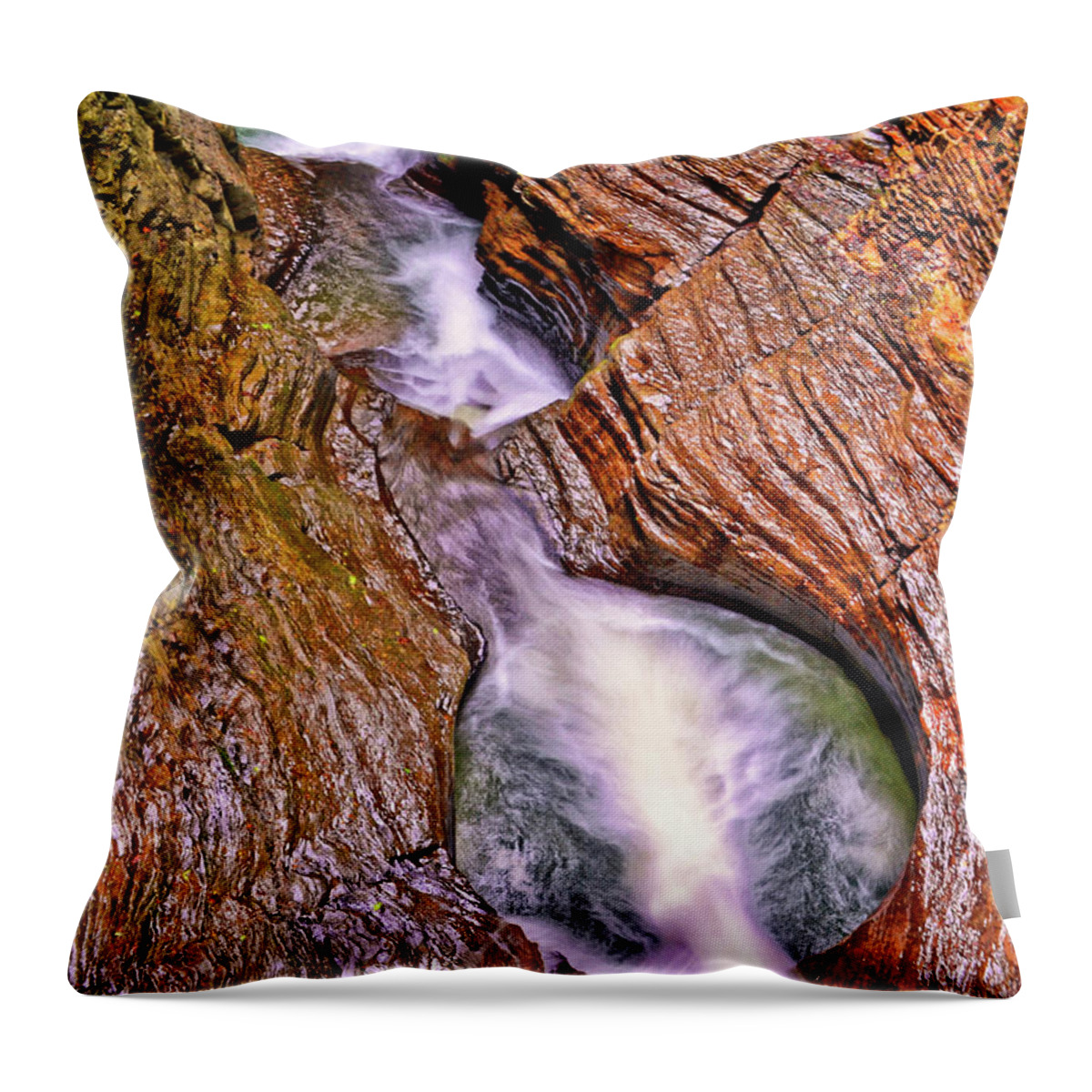 Watkins Glen State Park Throw Pillow featuring the photograph Watkins Glen - Rainbow Falls 005 by George Bostian